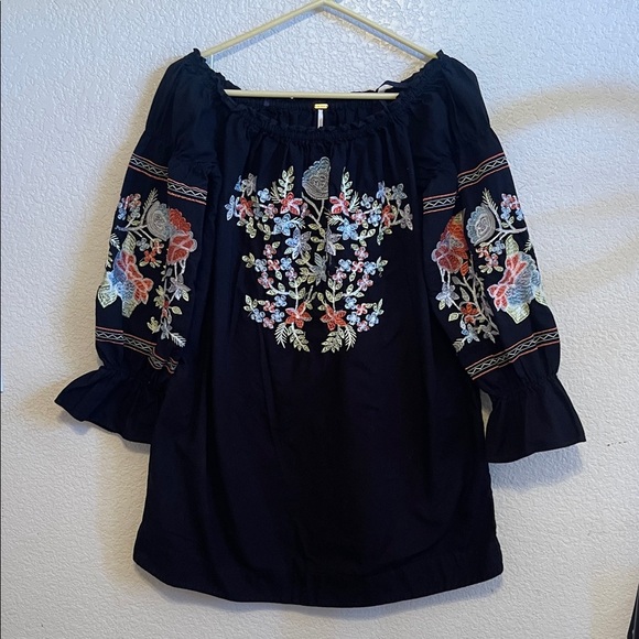 Free People Black Floral Embroidered Dress - Picture 2 of 8